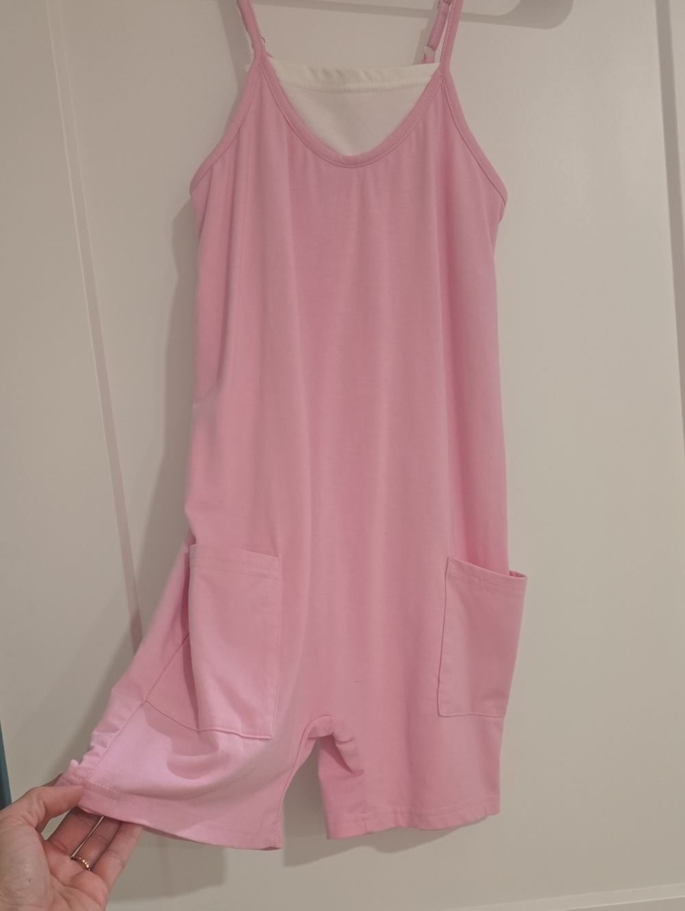 Pink Sleeveless Romper with Front Pockets Kids Shein Size 11 Never Worn